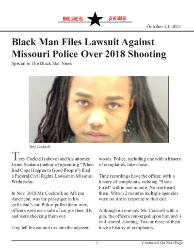 Black Man Files Lawsuit Against Missouri Police Over 2018 Shooting